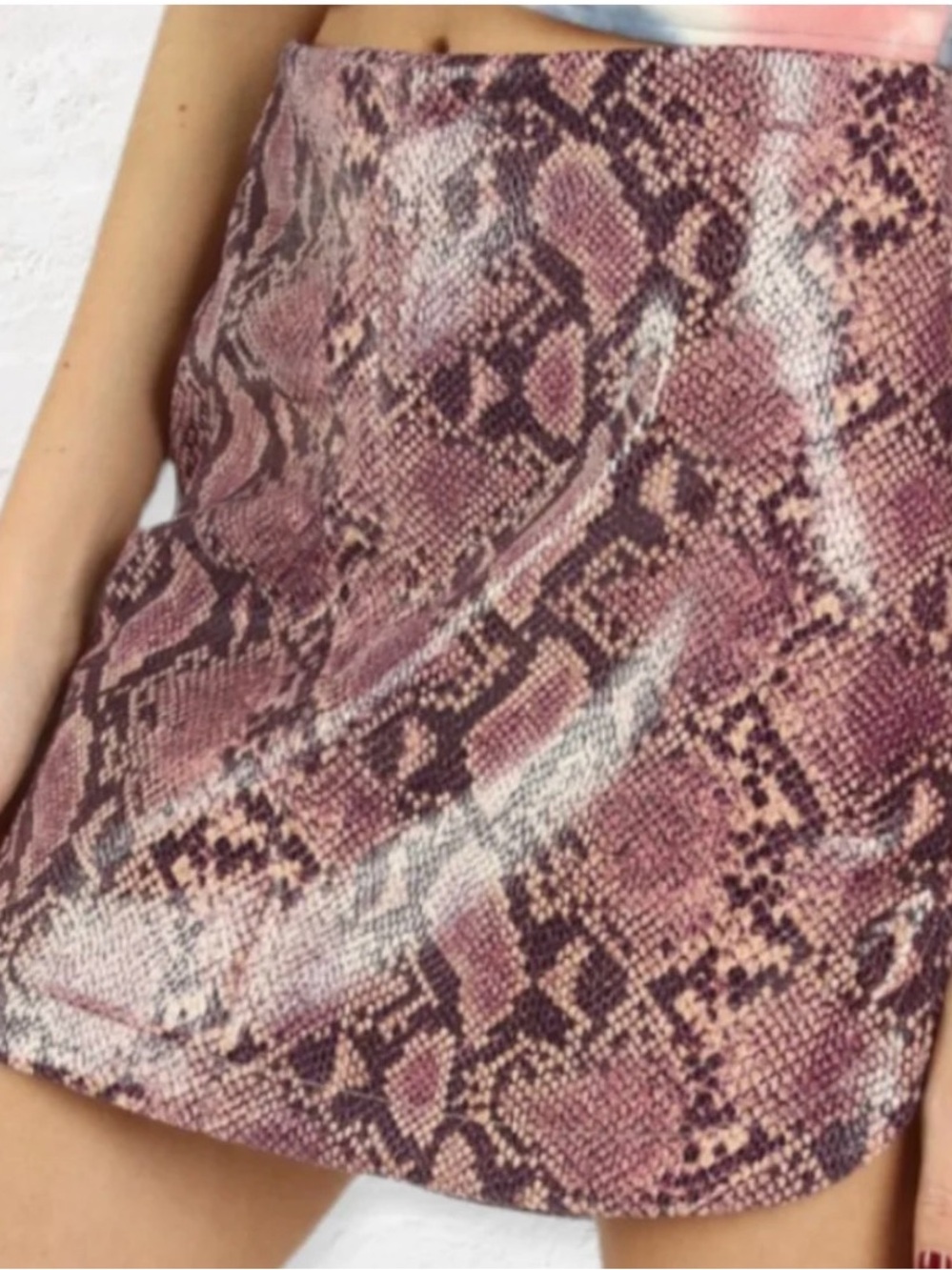 Wild Honey Purple Snake-Print Mini Skirt